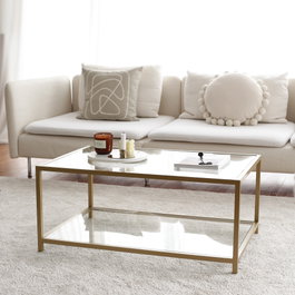 Hanah Home Astro Mesa de Centro con Cristal Templado Dorado